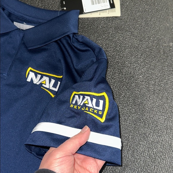 NWT Adidas women’s Blue Polo Shirt with NAU size Large - Picture 2 of 10